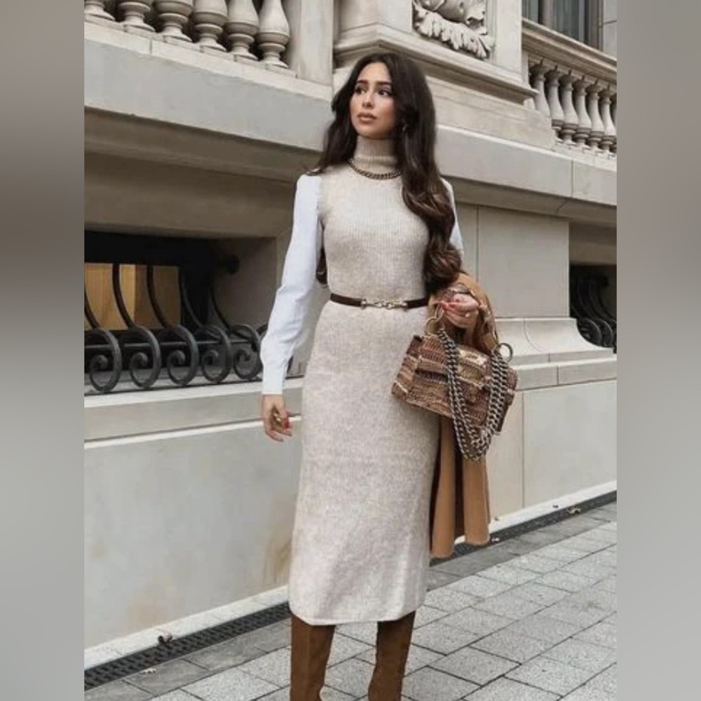 Zara BNWT ribbed sweater sleeveless dress size L